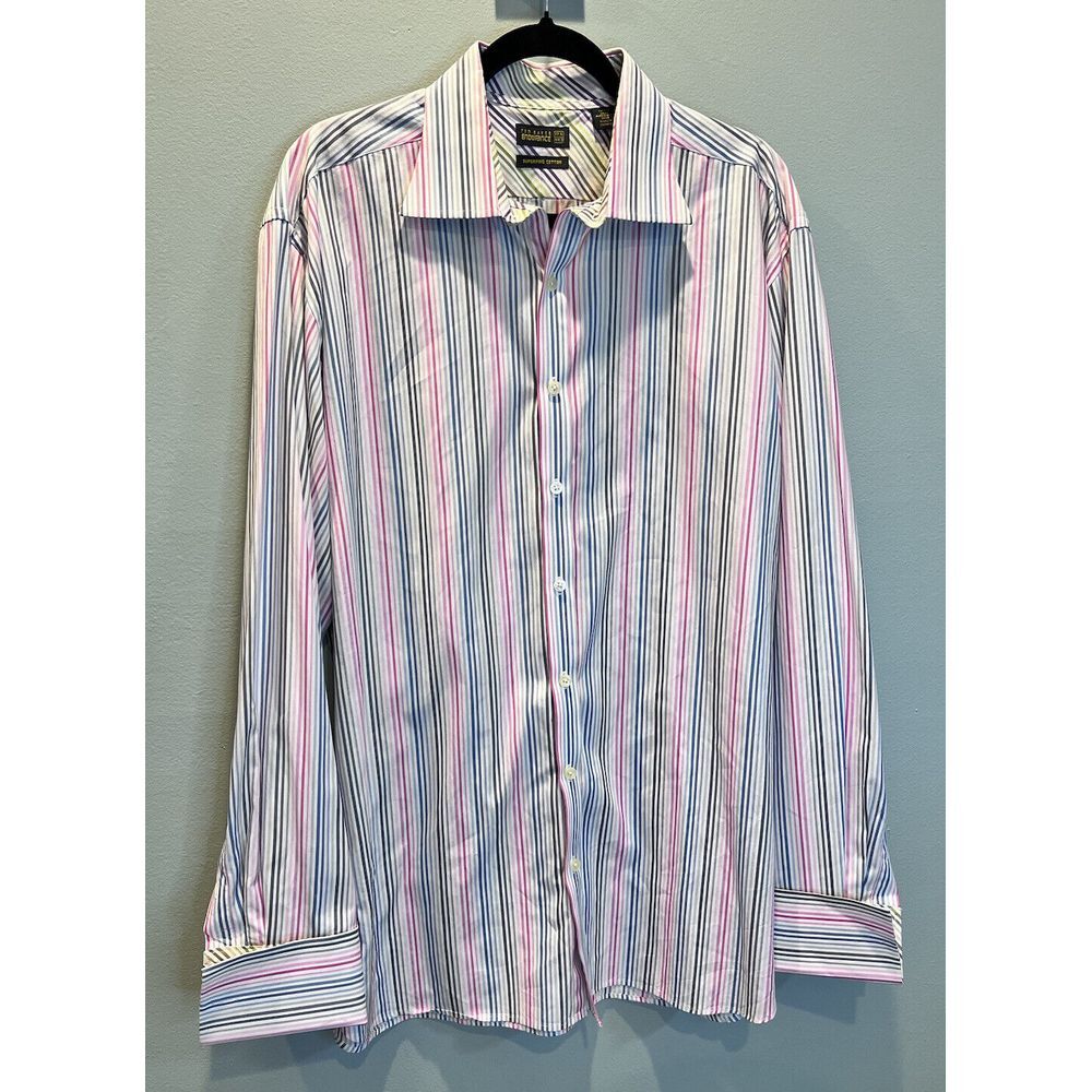 Ted Baker Shirt Mens Striped Flip Cuff Long Sleeve Endurance Sz 17.5/44.5